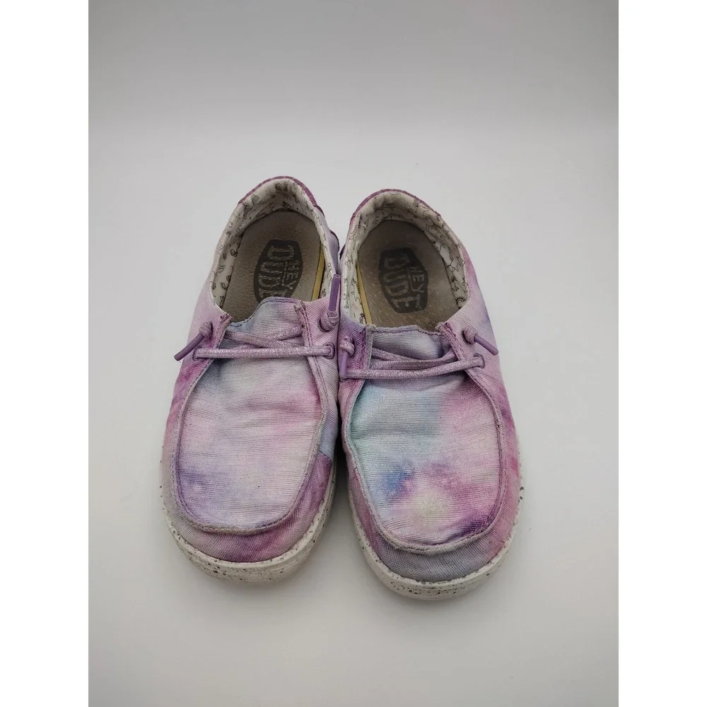 Hey Dude Wendy Youth Dreamer Purple Tie Dye Unicorn Shoes Kids Size 2